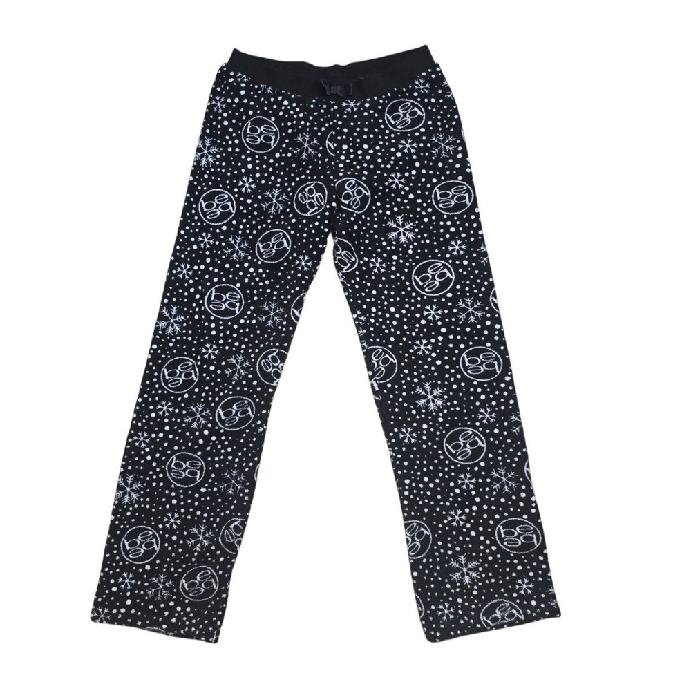 Bebe -1951 Sleepwear Lounge Pants Snowflake‎ Black White Logo Pajama Bottoms M